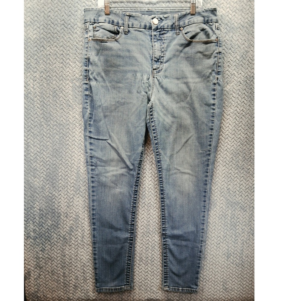 Seven7 Tummyless Skinny Jeans Light Wash Blue High Rise Denim Womens 16